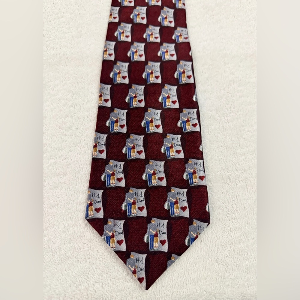 Red #1 Dad Silk Neck tie